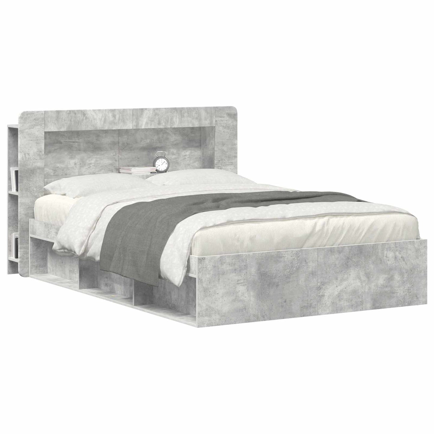 vidaXL Headboard Cabinet with Storage Concrete Grey Engineered Wood
