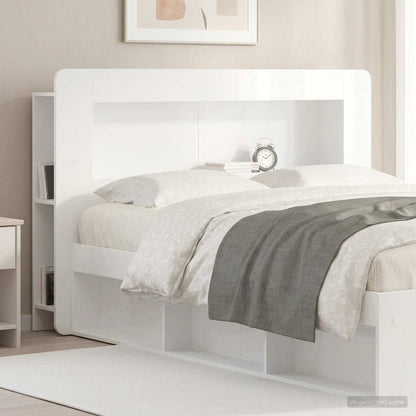 vidaXL Headboard Cabinet with Storage High Gloss White Engineered Wood
