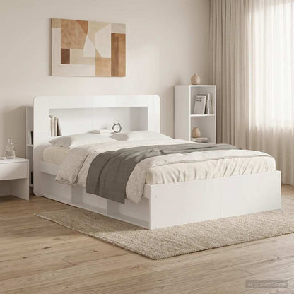 vidaXL Headboard Cabinet with Storage High Gloss White Engineered Wood