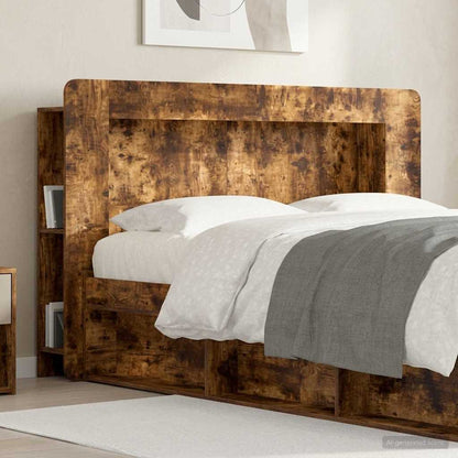 vidaXL Headboard Cabinet with Storage Smoked Oak Engineered Wood
