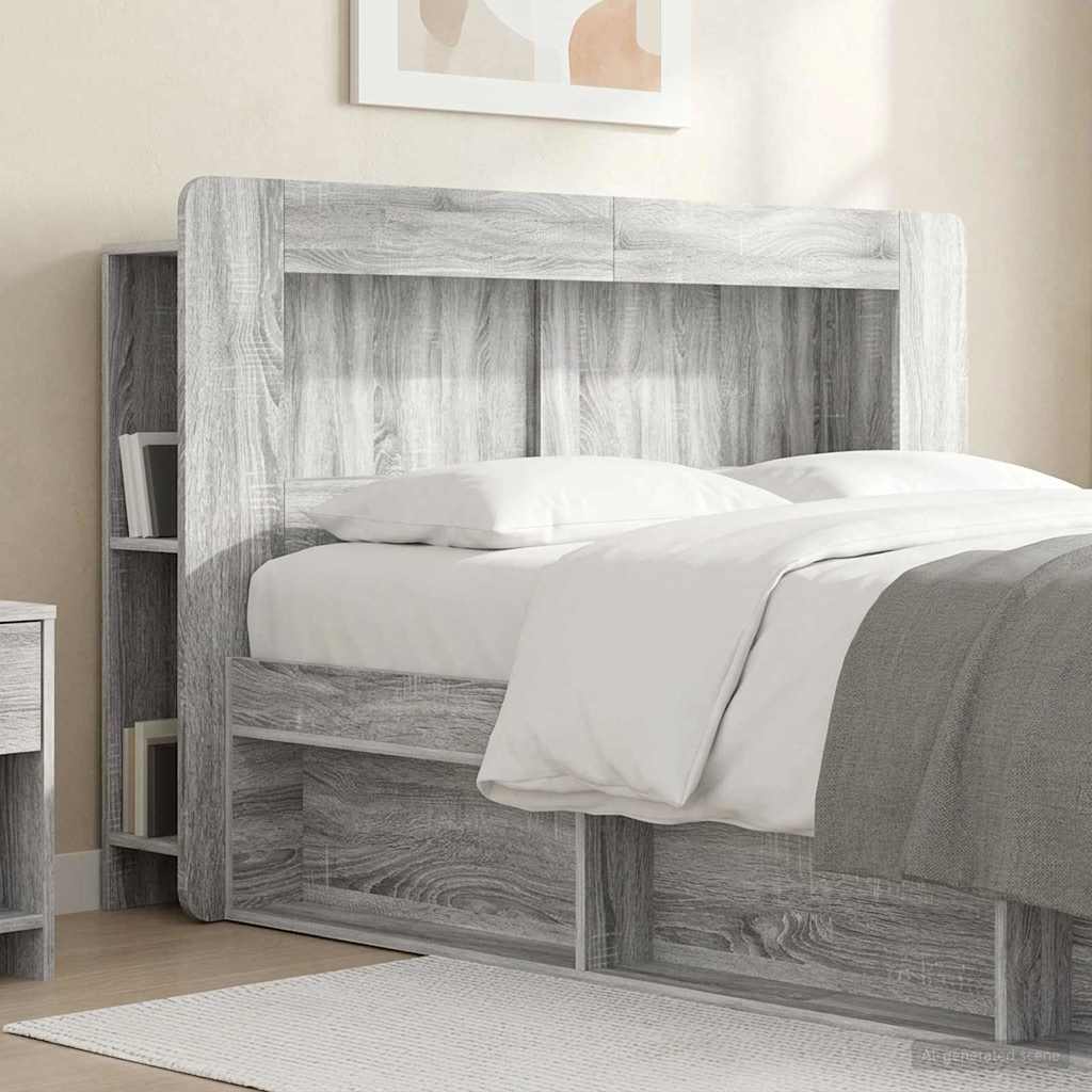 vidaXL Headboard Cabinet with Storage Grey Sonoma Engineered Wood