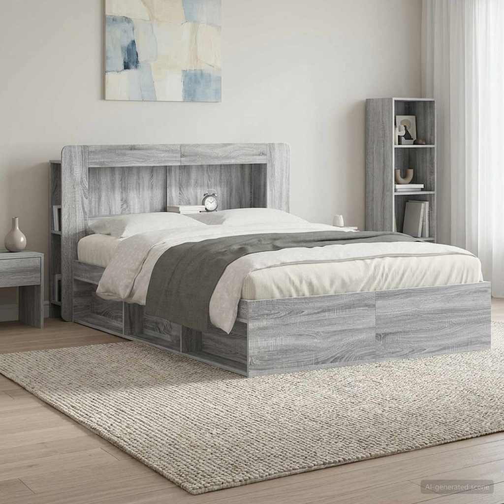 vidaXL Headboard Cabinet with Storage Grey Sonoma Engineered Wood