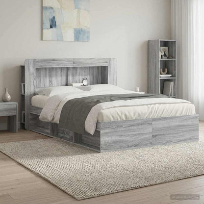 vidaXL Headboard Cabinet with Storage Grey Sonoma Engineered Wood