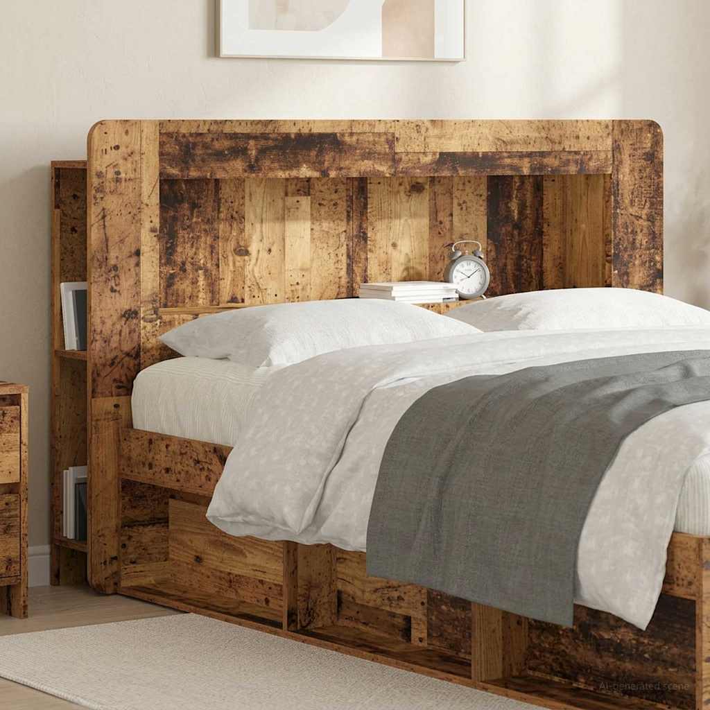 vidaXL Headboard Cabinet with Storage Old Wood Engineered Wood