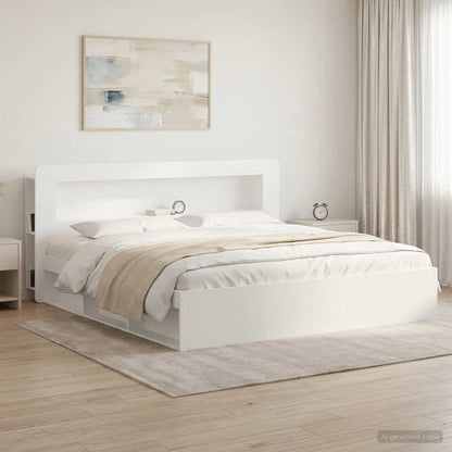 vidaXL Headboard Cabinet with Storage White Engineered Wood