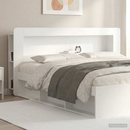 vidaXL Headboard Cabinet with Storage White Engineered Wood