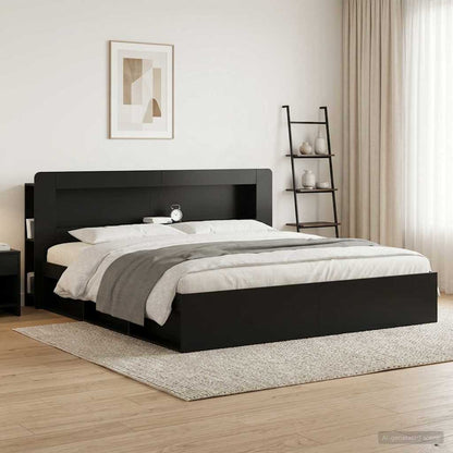 vidaXL Headboard Cabinet with Storage Black Engineered Wood