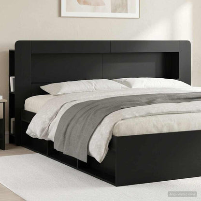 vidaXL Headboard Cabinet with Storage Black Engineered Wood