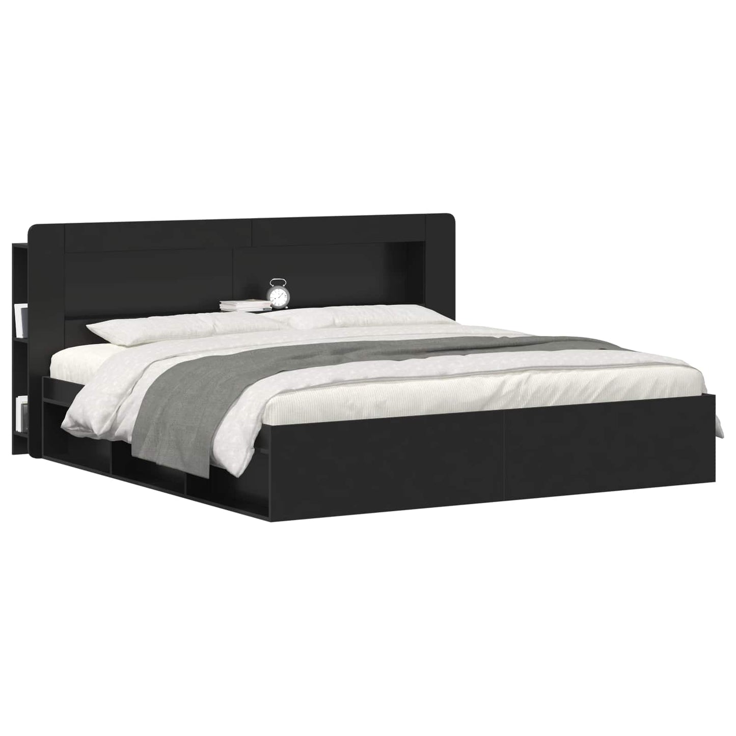 vidaXL Headboard Cabinet with Storage Black Engineered Wood