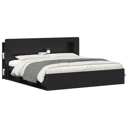 vidaXL Headboard Cabinet with Storage Black Engineered Wood