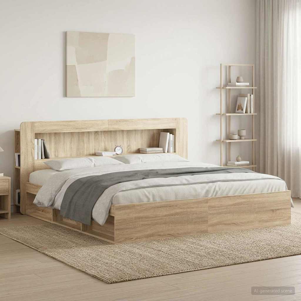 vidaXL Headboard Cabinet with Storage Sonoma Oak Engineered Wood