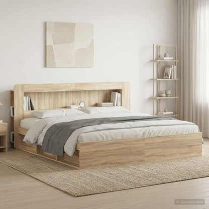 vidaXL Headboard Cabinet with Storage Sonoma Oak Engineered Wood