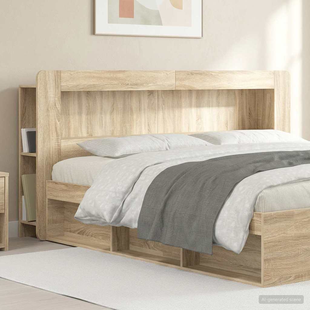vidaXL Headboard Cabinet with Storage Sonoma Oak Engineered Wood