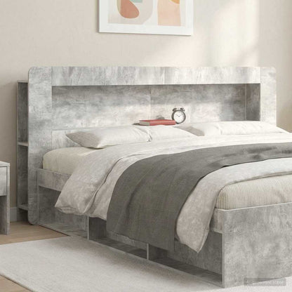 vidaXL Headboard Cabinet with Storage Concrete Grey Engineered Wood