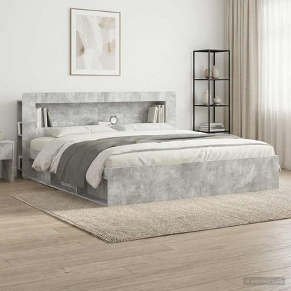 vidaXL Headboard Cabinet with Storage Concrete Grey Engineered Wood