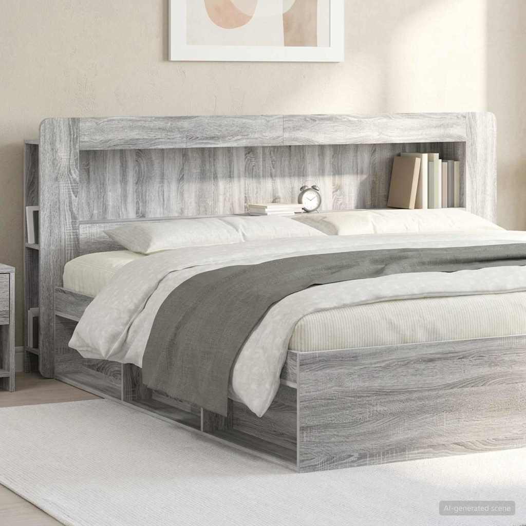 vidaXL Headboard Cabinet with Storage Grey Sonoma Engineered Wood