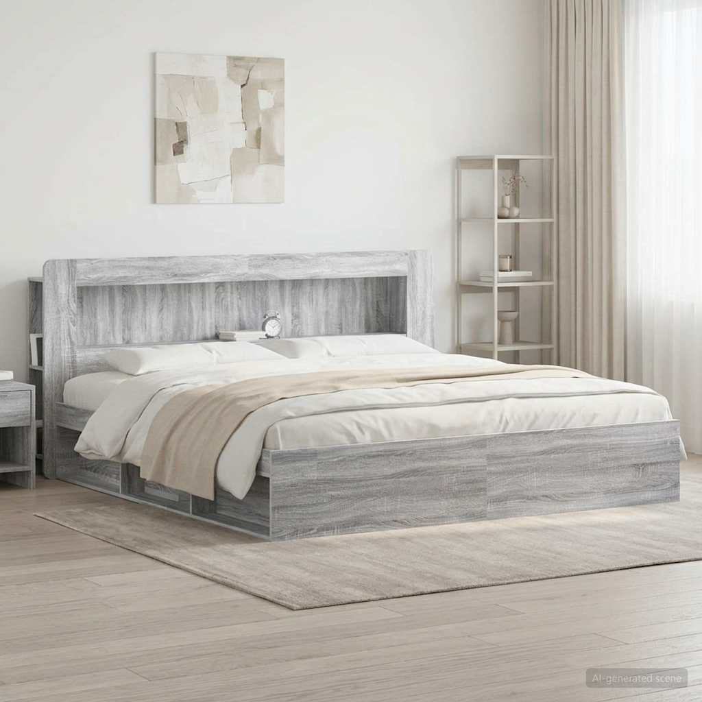 vidaXL Headboard Cabinet with Storage Grey Sonoma Engineered Wood