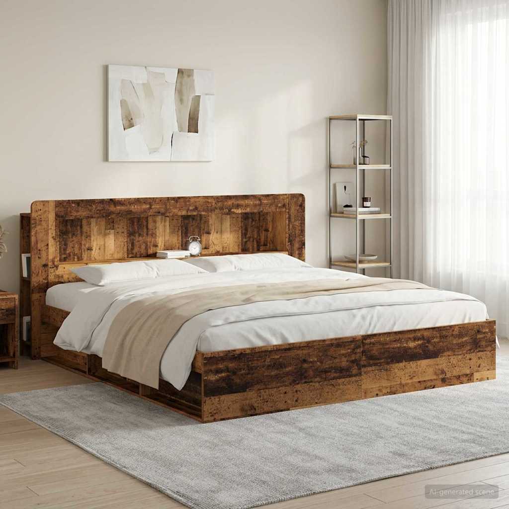 vidaXL Headboard Cabinet with Storage Old Wood Engineered Wood
