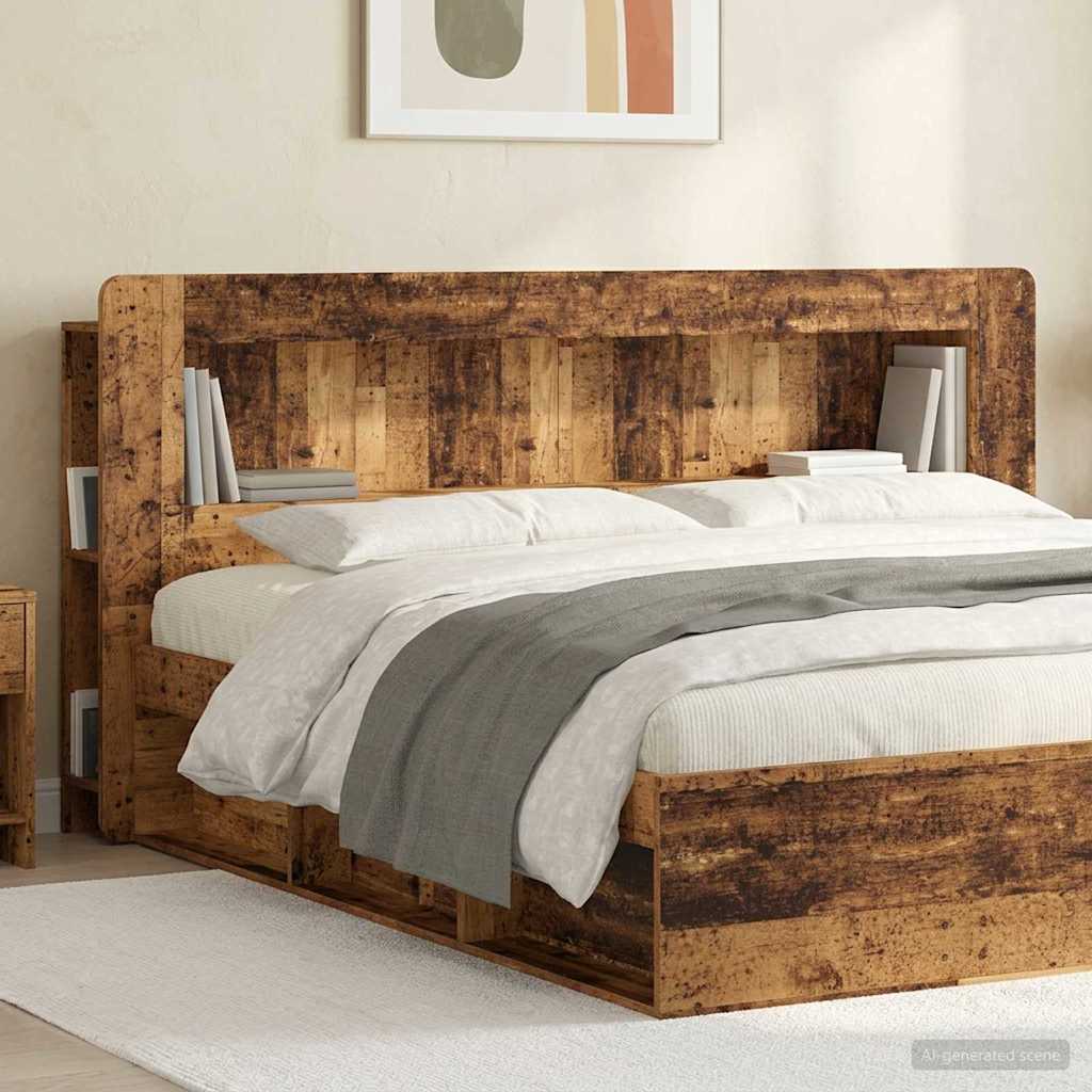 vidaXL Headboard Cabinet with Storage Old Wood Engineered Wood