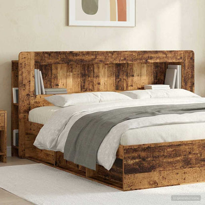 vidaXL Headboard Cabinet with Storage Old Wood Engineered Wood