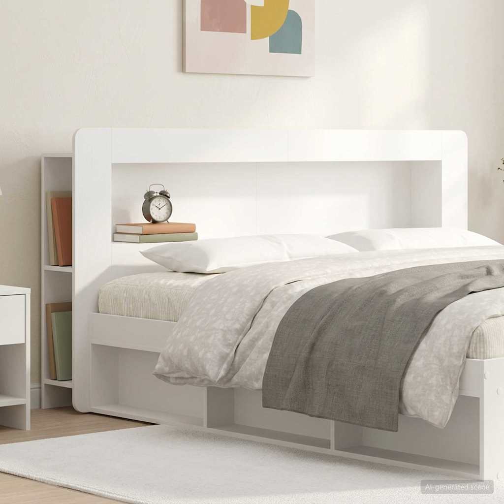 vidaXL Headboard Cabinet with Storage White Engineered Wood