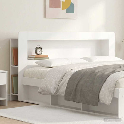 vidaXL Headboard Cabinet with Storage White Engineered Wood