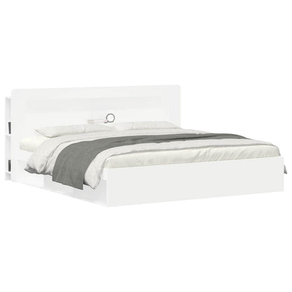 vidaXL Headboard Cabinet with Storage White Engineered Wood