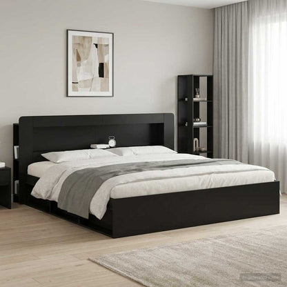 vidaXL Headboard Cabinet with Storage Black Engineered Wood