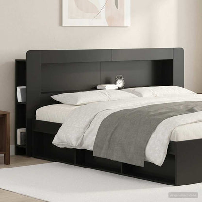 vidaXL Headboard Cabinet with Storage Black Engineered Wood