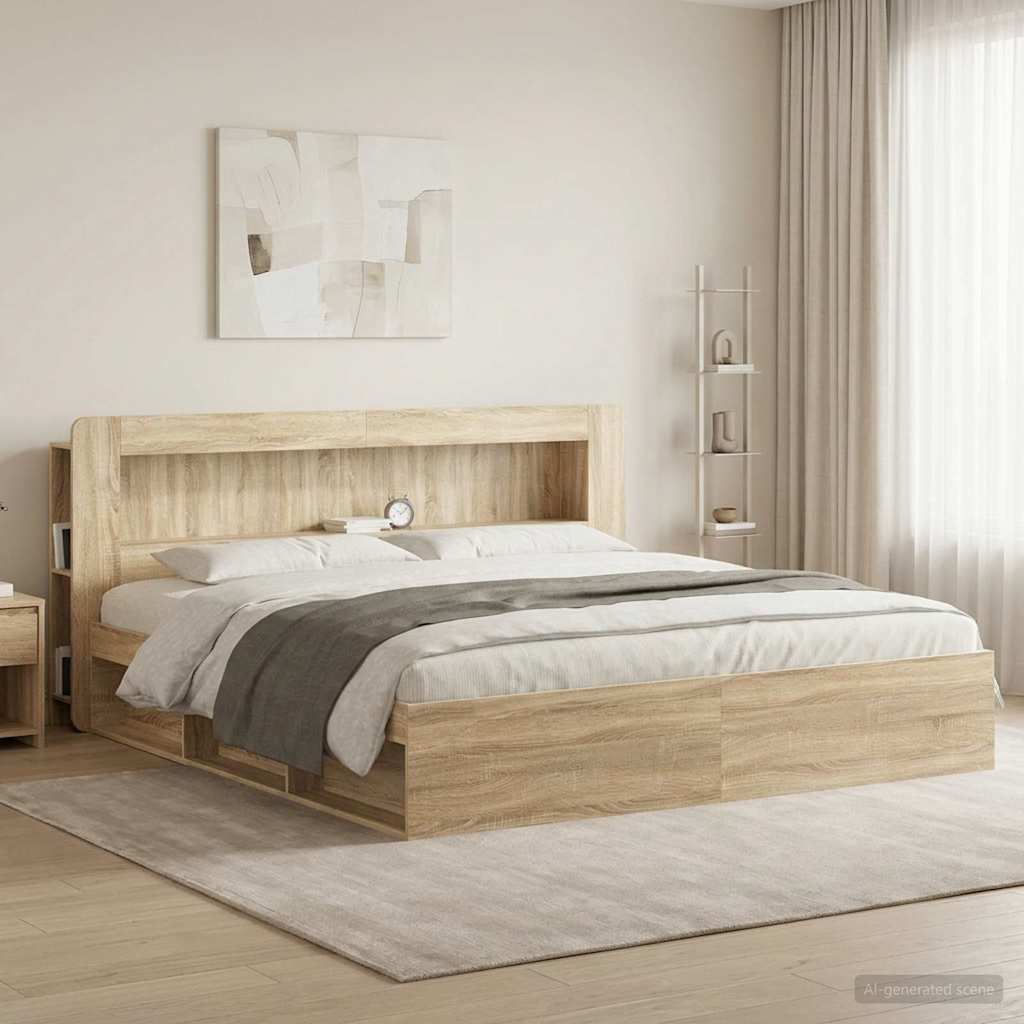 vidaXL Headboard Cabinet with Storage Sonoma Oak Engineered Wood