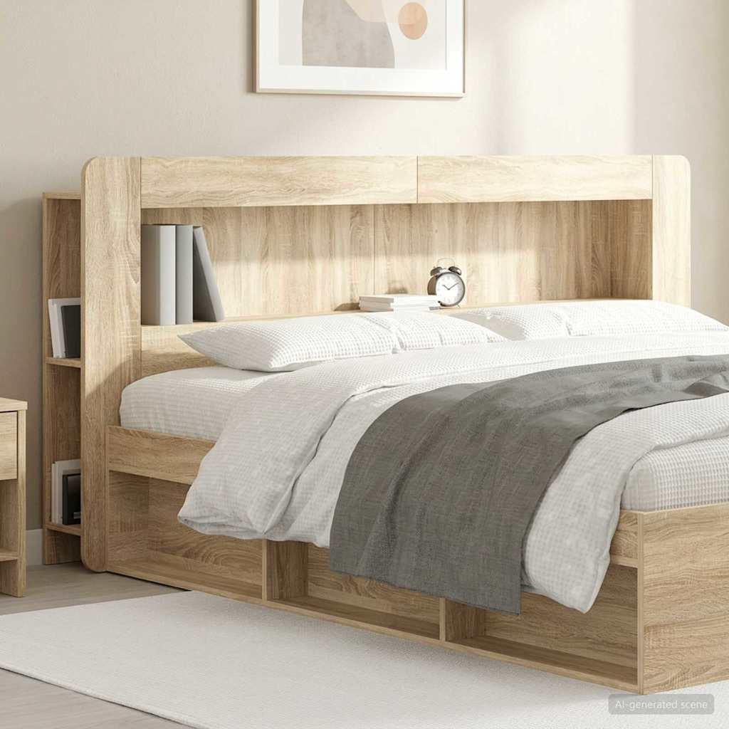 vidaXL Headboard Cabinet with Storage Sonoma Oak Engineered Wood