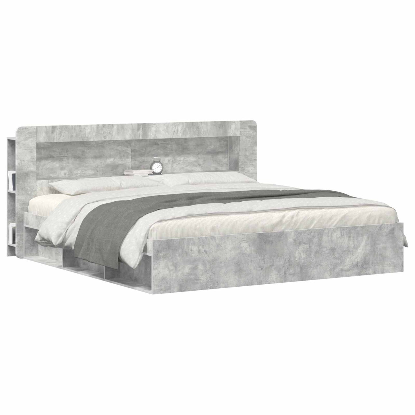vidaXL Headboard Cabinet with Storage Concrete Grey Engineered Wood