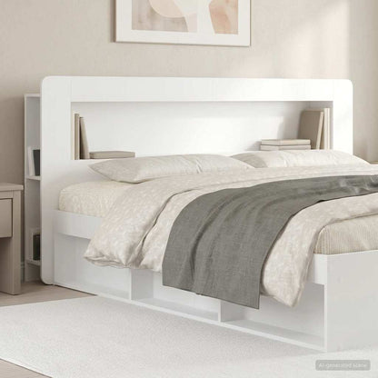 vidaXL Headboard Cabinet with Storage High Gloss White Engineered Wood