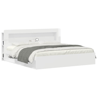 vidaXL Headboard Cabinet with Storage High Gloss White Engineered Wood