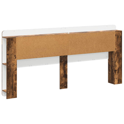 vidaXL Headboard Cabinet with Storage Smoked Oak 215 x 18.5 x 100 cm