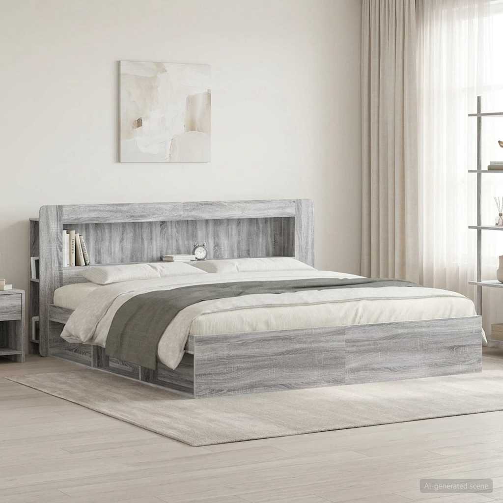 vidaXL Headboard Cabinet with Storage Grey Sonoma Engineered Wood
