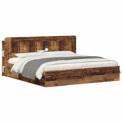 vidaXL Headboard Cabinet with Storage Old Wood Engineered Wood