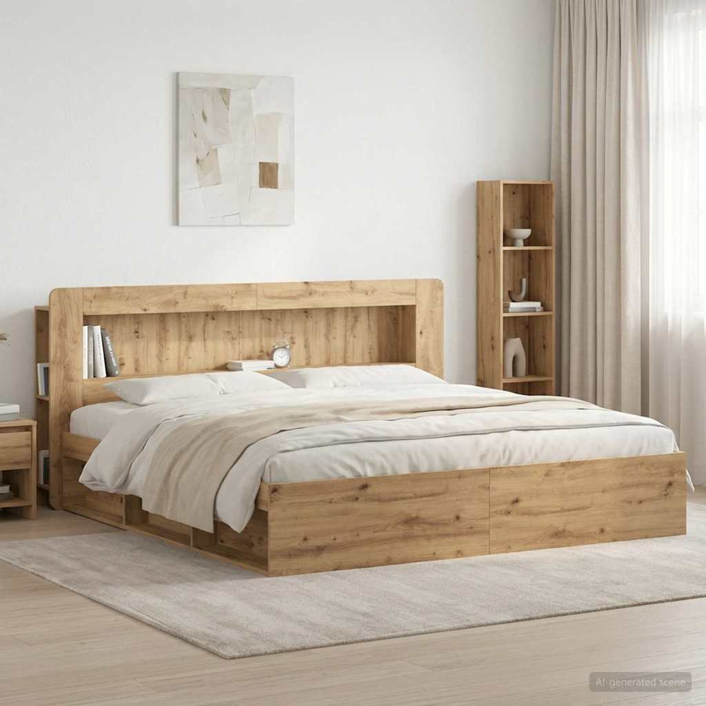 vidaXL Headboard Cabinet Artisan Oak 200 cm Engineered Wood