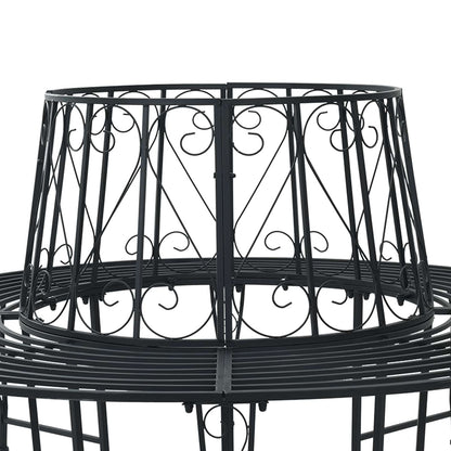 vidaXL Tree Bench Ø 160 x 89 cm Steel Black Round