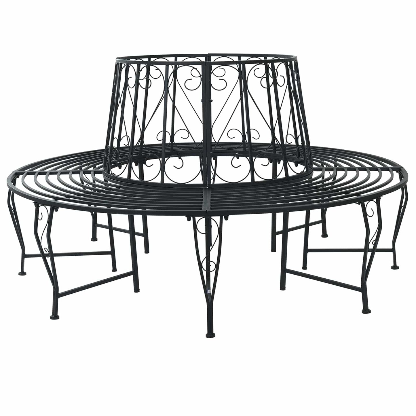 vidaXL Tree Bench Ø 160 x 89 cm Steel Black Round