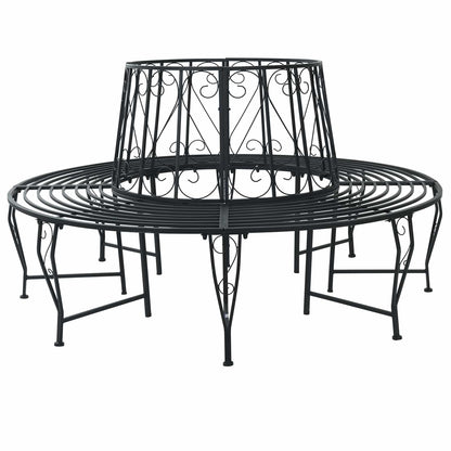 vidaXL Tree Bench Ø 160 x 89 cm Steel Black Round
