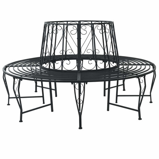 vidaXL Tree Bench Ø 160 x 89 cm Steel Black Round