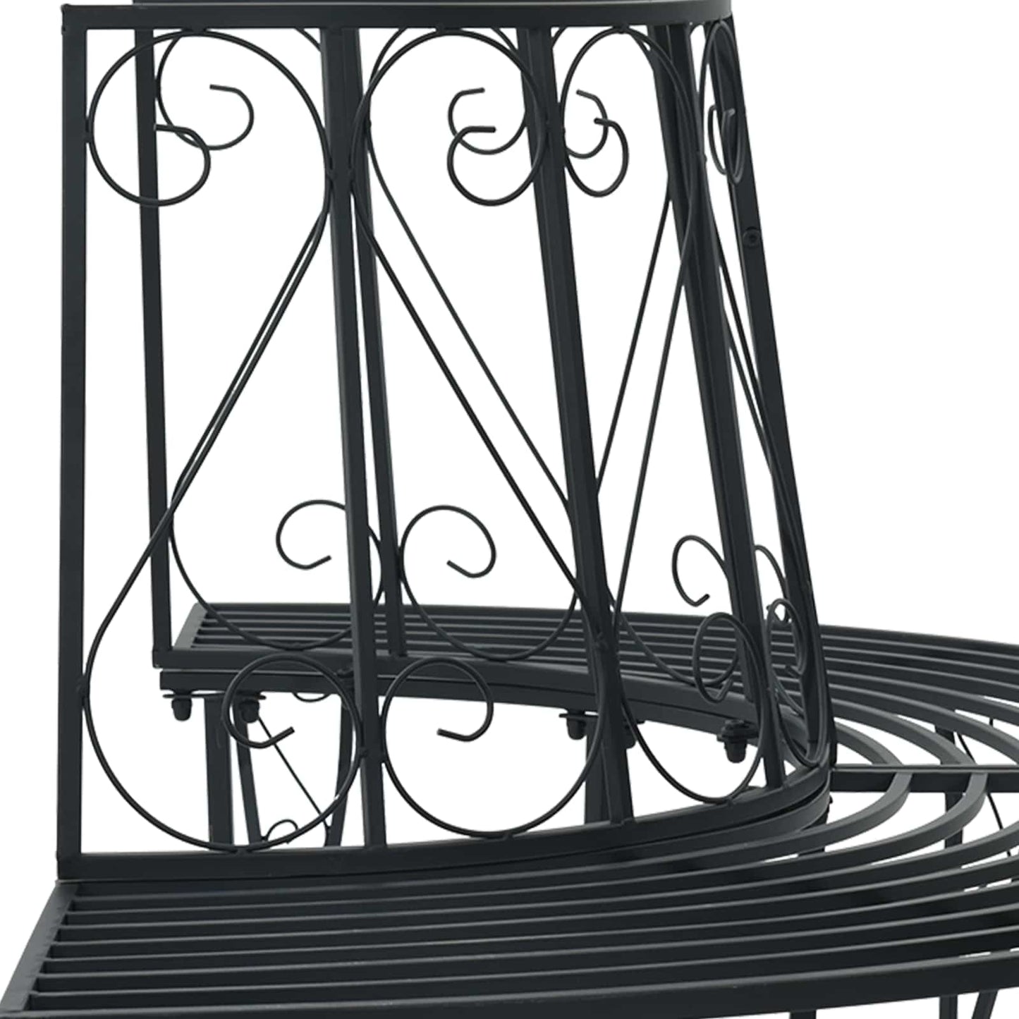 vidaXL Tree Bench 4-Seater 160 x 80 x 89 cm Steel Black Half-round