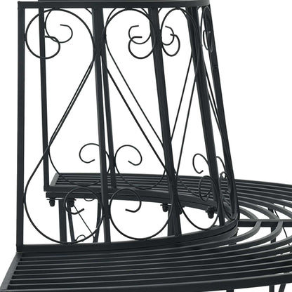 vidaXL Tree Bench 4-Seater 160 x 80 x 89 cm Steel Black Half-round