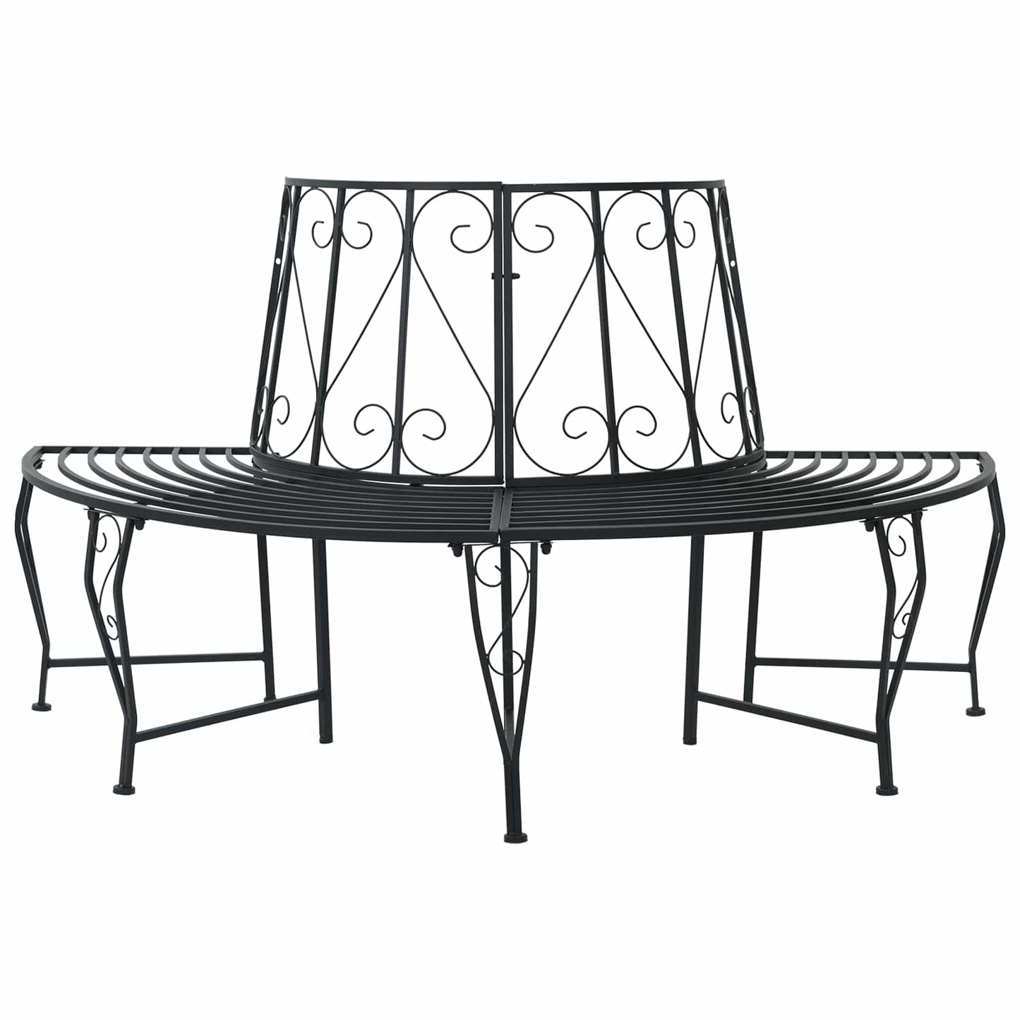 vidaXL Tree Bench 4-Seater 160 x 80 x 89 cm Steel Black Half-round
