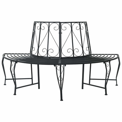 vidaXL Tree Bench 4-Seater 160 x 80 x 89 cm Steel Black Half-round