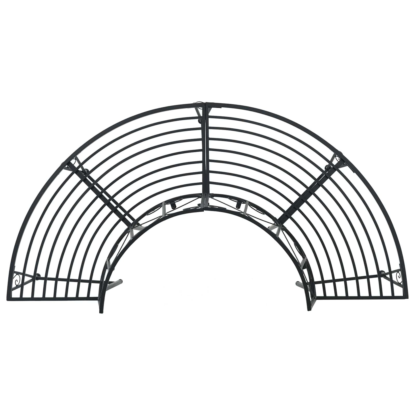 vidaXL Tree Bench 4-Seater 160 x 80 x 89 cm Steel Black Half-round