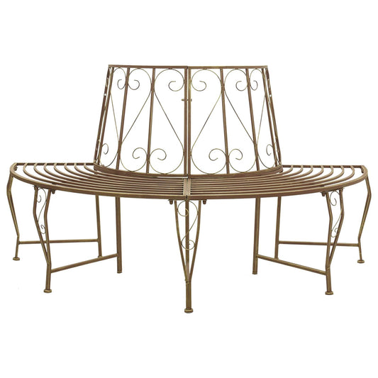 vidaXL Tree Bench 4-Seater 160 x 80 x 89 cm Steel Antique Brown