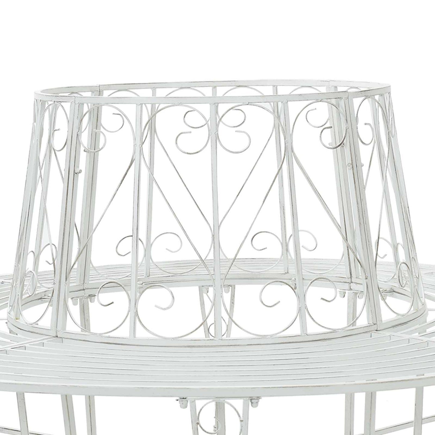 vidaXL Tree Bench 8-Seater Ø 160 x 89 cm Steel Antique White Round