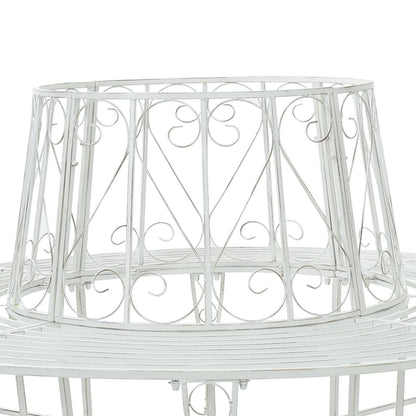 vidaXL Tree Bench 8-Seater Ø 160 x 89 cm Steel Antique White Round